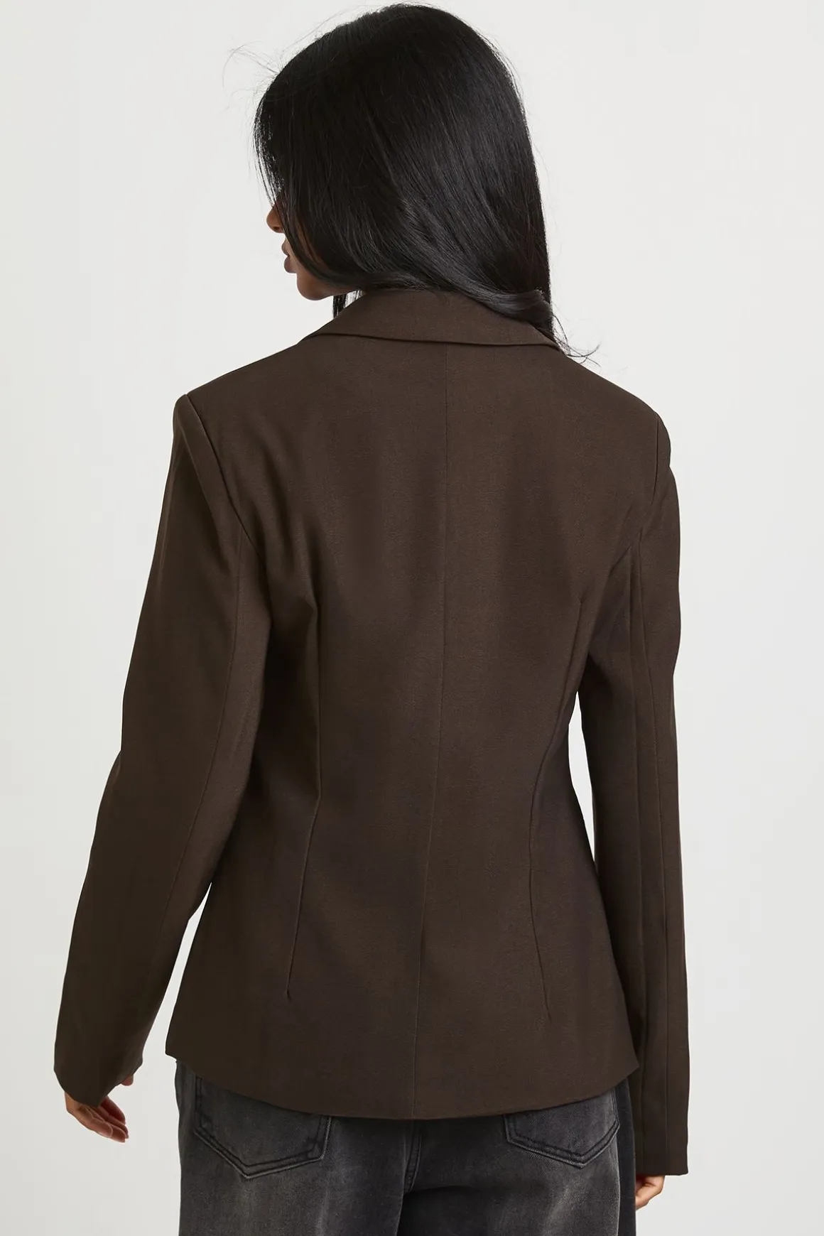 Woven Tailored Corset Detail Hook And Eye Blazer