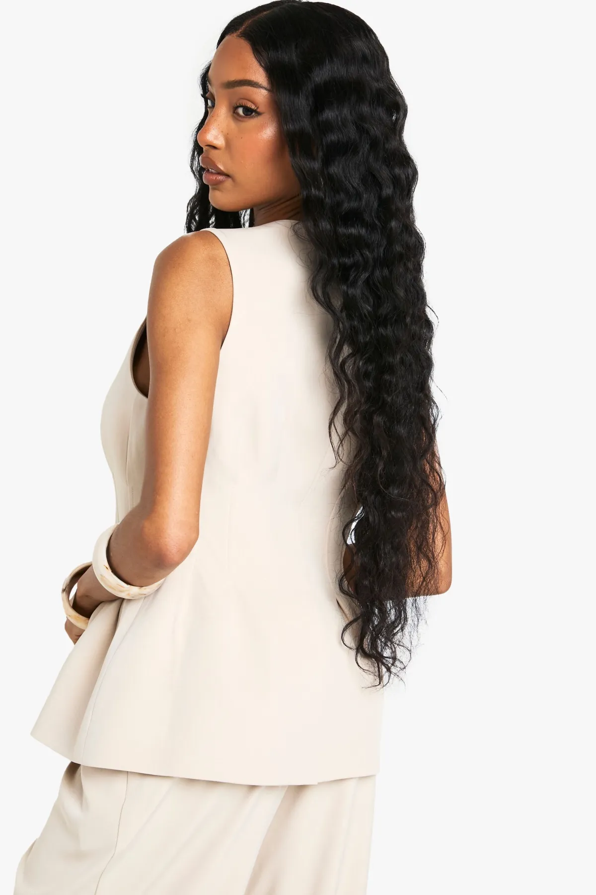 boohoo Woven Tie Front Pleated Waistcoat<Femme Tailleurs|Tops