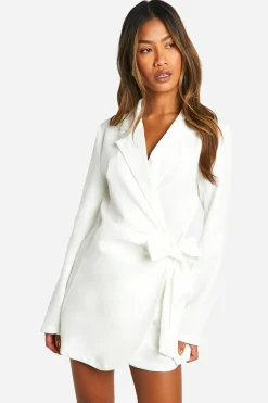 Wrap Drapé Front Tailored Blazer Dress