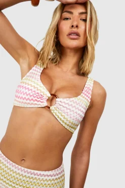 Zig Zag Haut de bikini plongeant à anneau