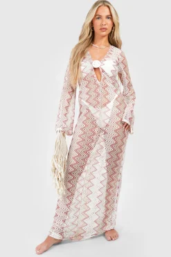 Zig Zag Knit O-ring Beach Maxi Dress