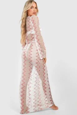 Zig Zag Knit O-ring Beach Maxi Dress