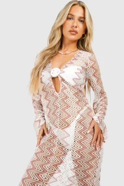 Zig Zag Knit O-ring Beach Maxi Dress