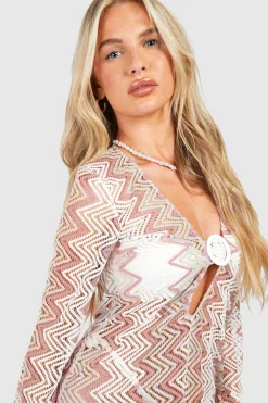 Zig Zag Knit O-ring Beach Maxi Dress